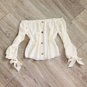 CUTE Off Shoulder Button Down Linen